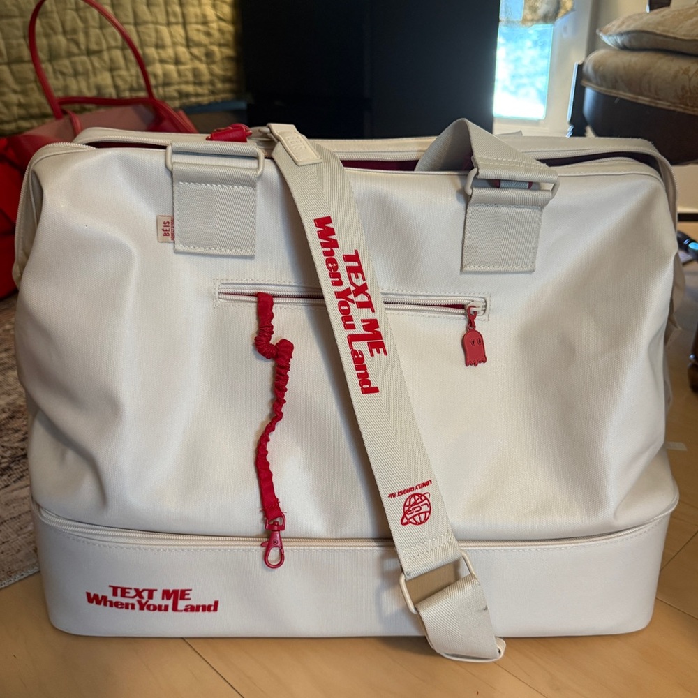 NEW limited edition lonely ghost x beis full size weekender with logo strap